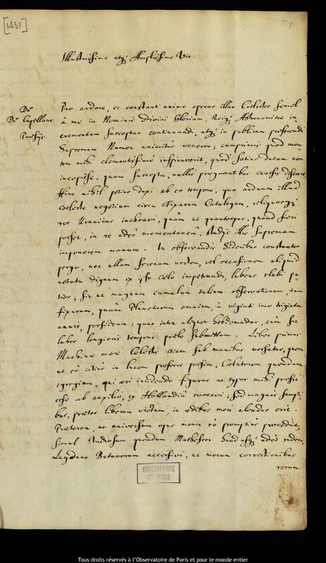 Lettre de Jan Heweliusz à Jean Chapelain, Gdansk, 2 avril 1671