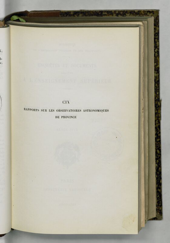 (1913) Rapport sur les observatoires astronomiques de province