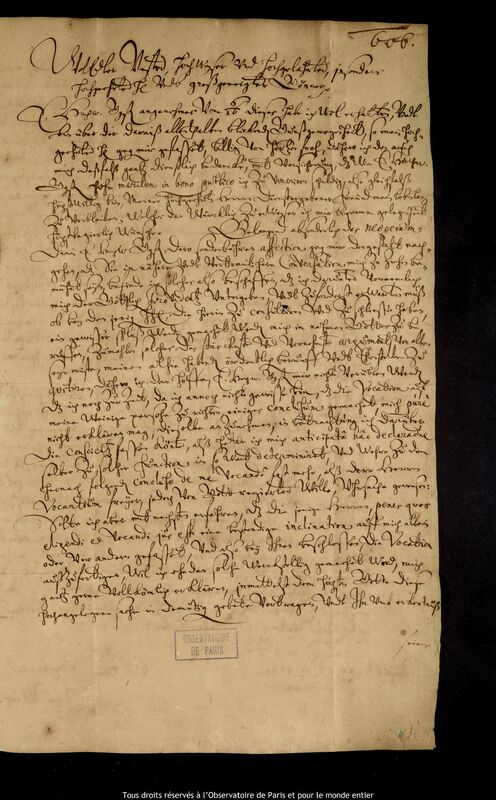 Lettre de Caspar March à Jan Heweliusz, Rostock, 14 octobre 1660