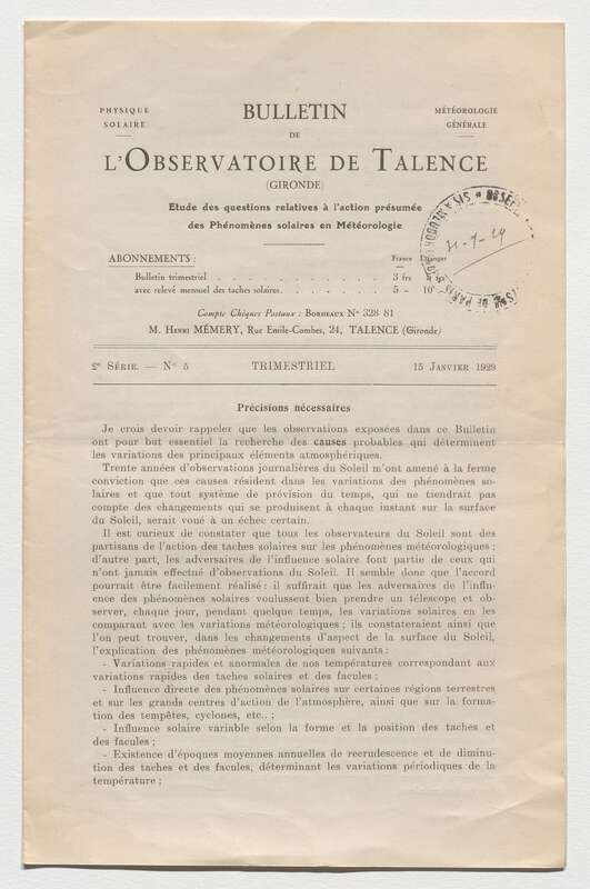 (1929) Bulletin de l'Observatoire de Talence, 2e série