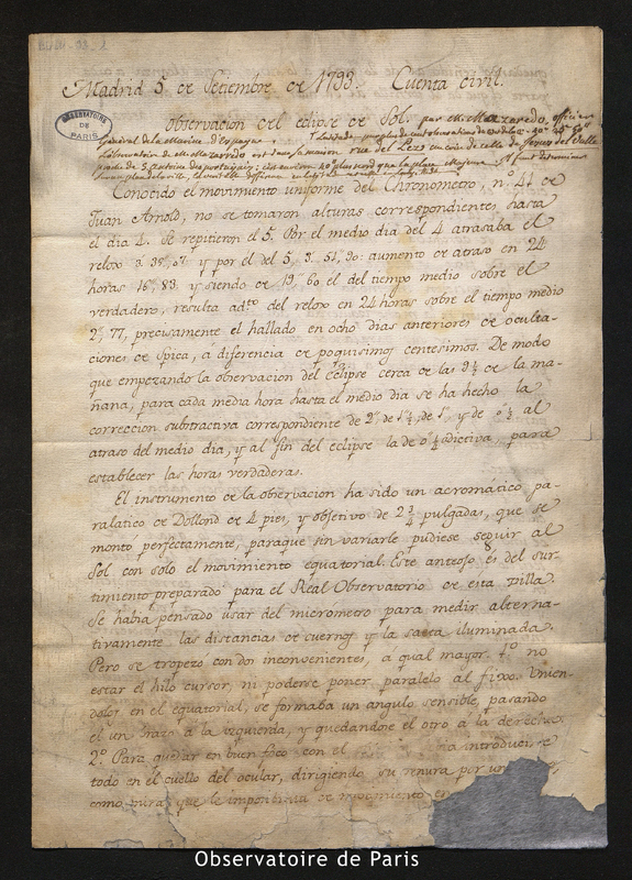 Lettre de Mazarredo, Madrid le 5 septembre 1793