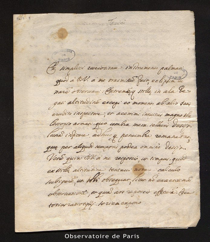 Lettre en latin (17e ou 18e siècle) portant deux mentions manuscrites : 