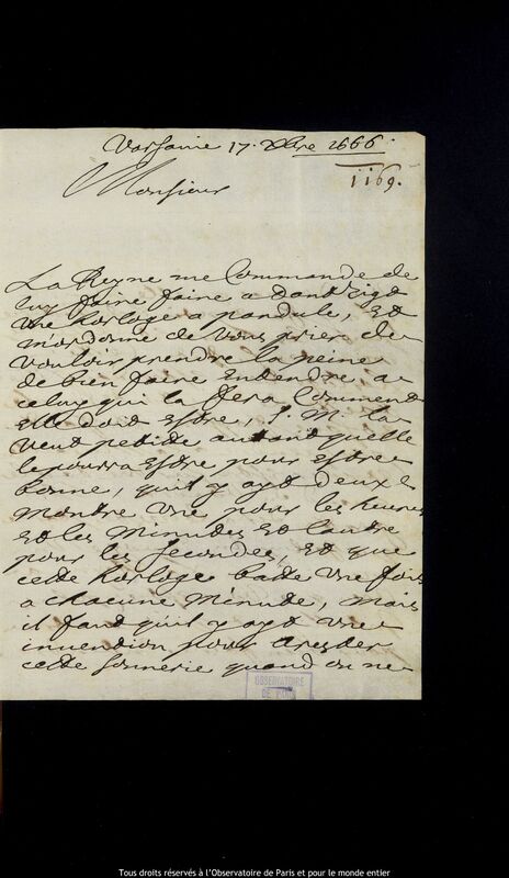 Lettre de Pierre Des Noyers à Jan Heweliusz, Varsovie, 17 décembre 1666