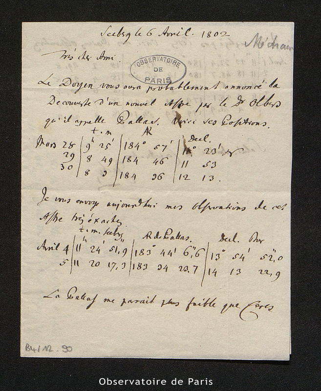 Lettre de Zach à [Méchain], Seeberg le 6 avril 1802