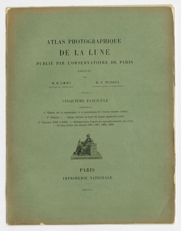 Index du cinquième fascicule, Atlas photographique de la lune publié par l'Observatoire de Paris