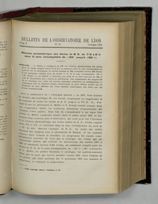 (1928) Bulletin de l'Observatoire de Lyon