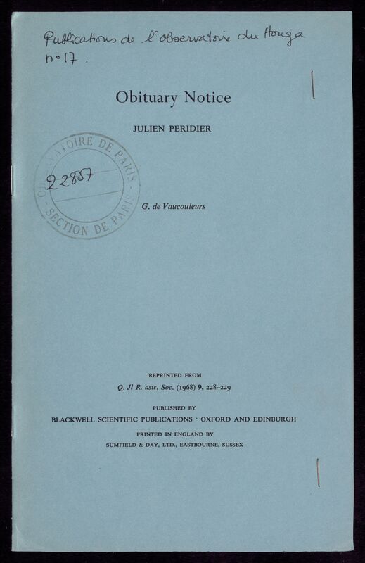 (1968) Publications de l'Observatoire du Houga (Gers)