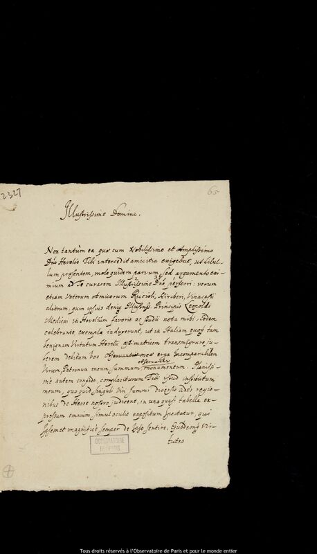 Lettre de Johann Erich Olhoff à Jan Heweliusz, Gdansk, 28 janvier 1683