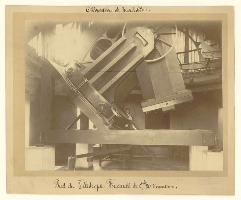 Observatoire de Marseille : pied du télescope Foucault de 0m80 d’ouverture (titre original)