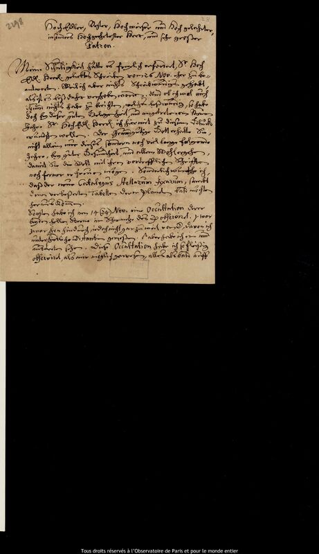 Lettre de Gottfried Kirch à Jan Heweliusz, Leipzig, 4 janvier 1684