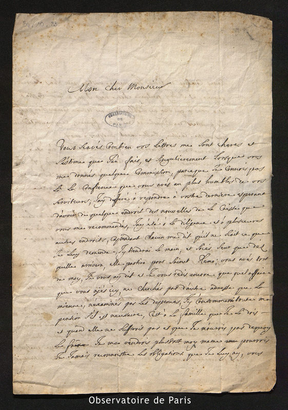 Lettre de Feuillée à Maraldi, Marseille le 28 décembre 1717