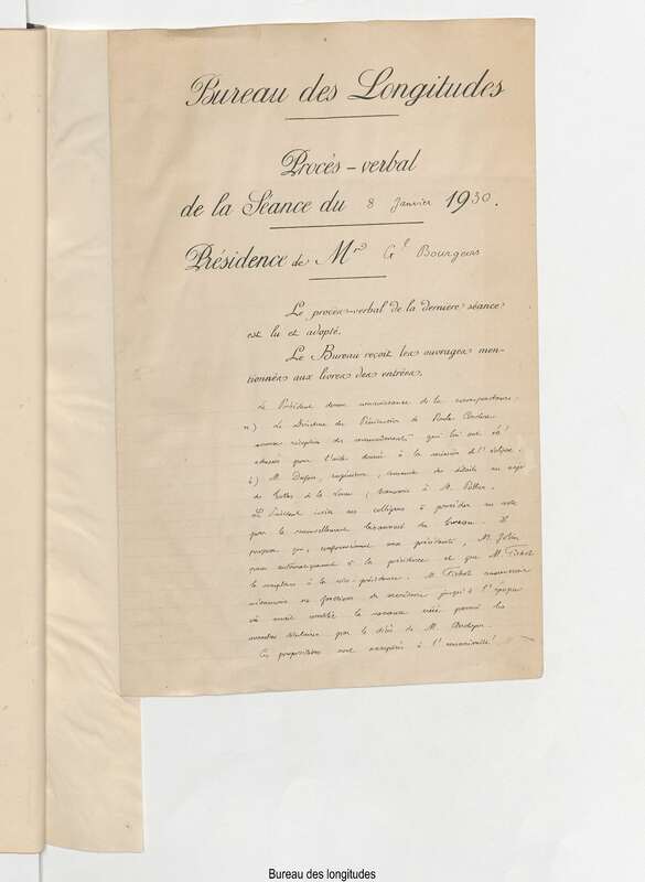 Registre des procès-verbaux avec annexes du Bureau des longitudes (1930-1932)