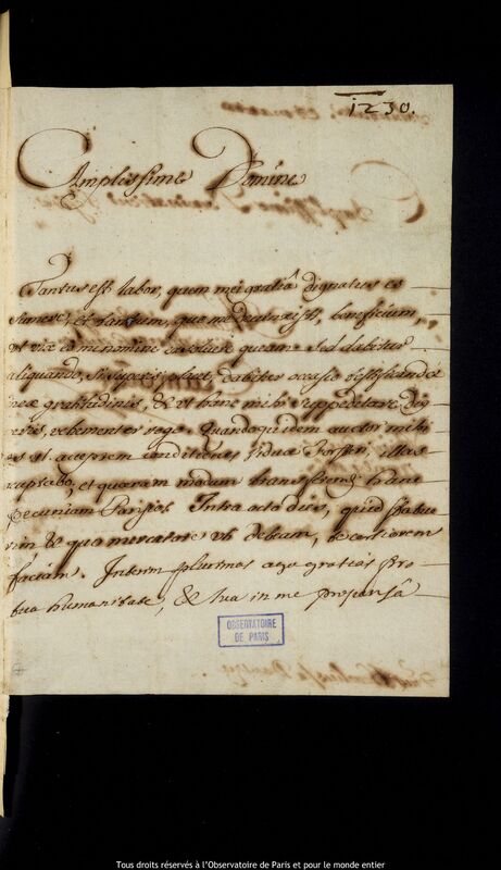 Lettre de Sébastien Mabre-Cramoisy à Jan Heweliusz, Paris, 15 avril 1667