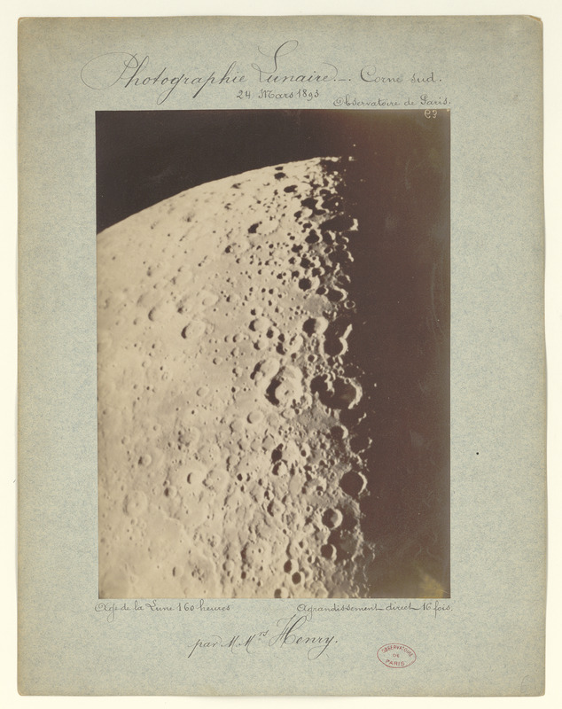 Photographie lunaire, par MM. Henry. Corne Sud, 24 mars 1893, âge de la lune 160 heures, agrandissement direct 16 fois (titre original)