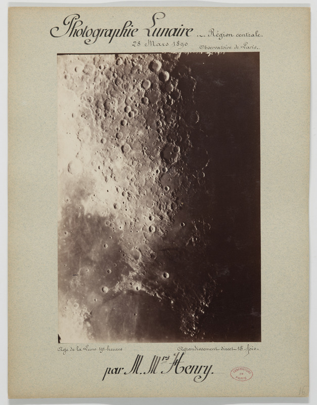 Photographie lunaire, par MM. Henry. Région centrale, 28 mars 1890, âge de la lune 191 heures, agrandissement direct 15 fois (titre original)