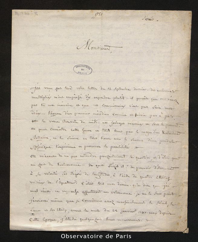 Lettre de Dessard, Meunet sous Vatan le 25 oct. 1788