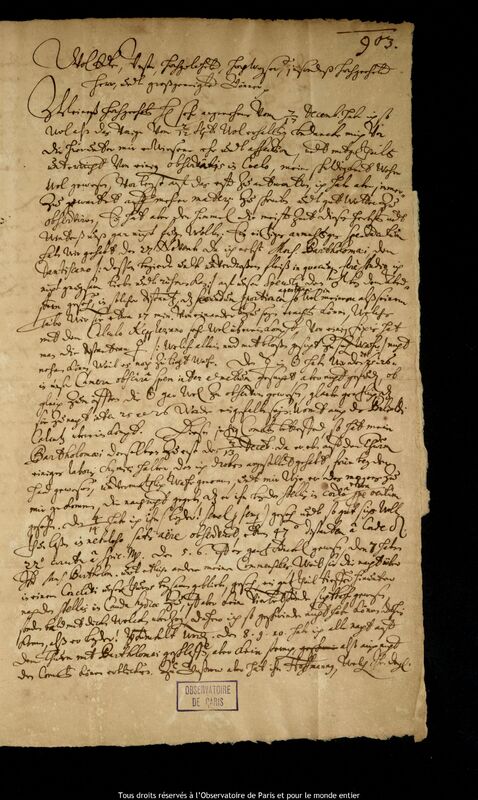 Lettre de Caspar March à Jan Heweliusz, Rostock, 15 décembre 1664