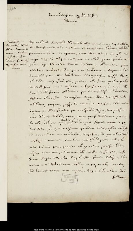 Lettre de Jan Heweliusz à Adam Sarnowski, Gdansk, 30 mars 1684