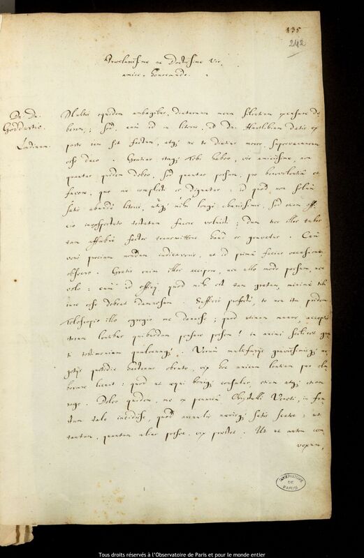 Lettre de Jan Heweliusz à Jonathan Goddard, Gdansk, 21 juin 1649