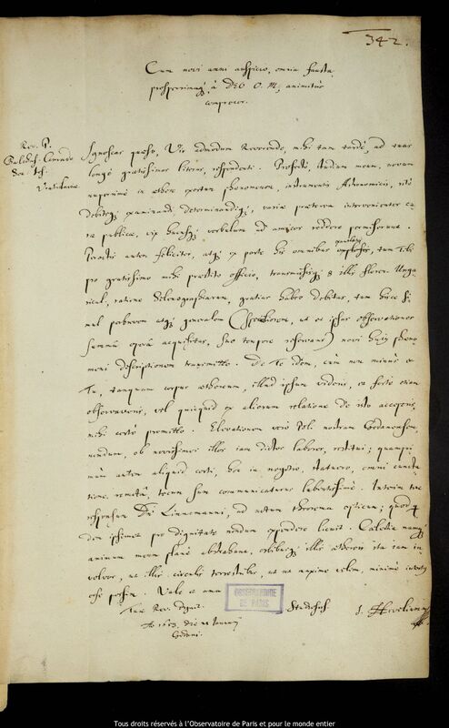 Lettre de Jan Heweliusz à Balthasar Conrad, Gdansk, 21 janvier 1653