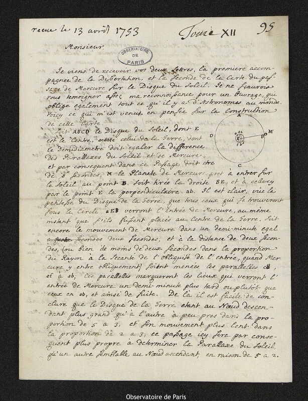 Lettre de Christopher Maire à Joseph-Nicolas Delisle, Rome, 28 mars 1753