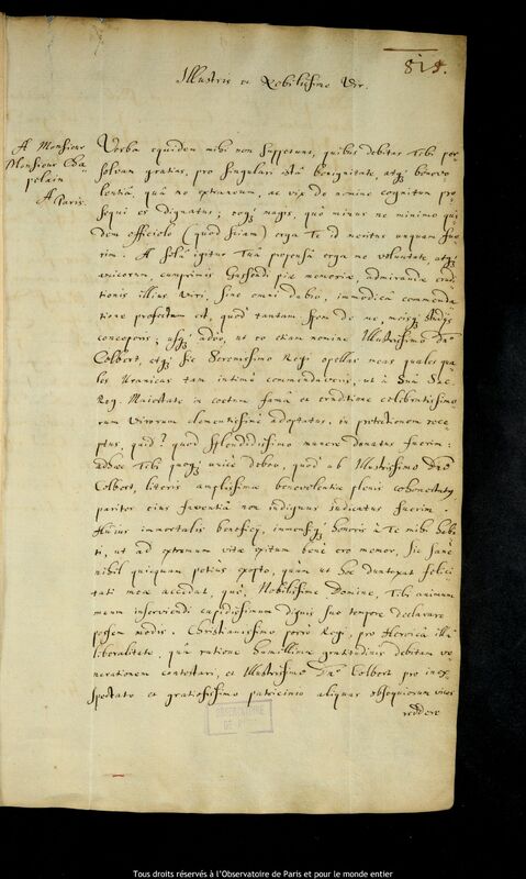 Lettre de Jan Heweliusz à Jean Chapelain, Gdansk, 14 septembre 1663