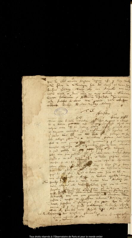 Lettre de Jan Heweliusz à Johannes Hecker ?, Paris, 19 février 1632