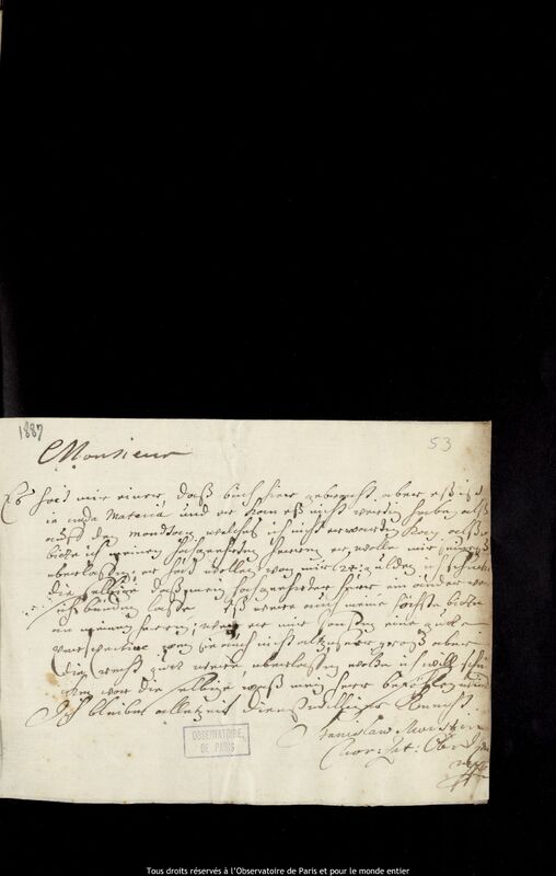 Lettre de Stanislaw Morsztyn à Jan Heweliusz, Gdansk, septembre 1678