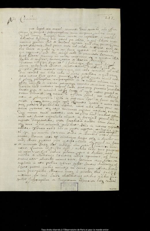 Lettre de l'Université d'Oxford à Jan Heweliusz, Oxford, 19 novembre 1650