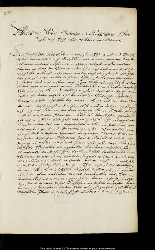 Lettre de Joachim Frisich à Jan Heweliusz, Riga, 29 juin 1682