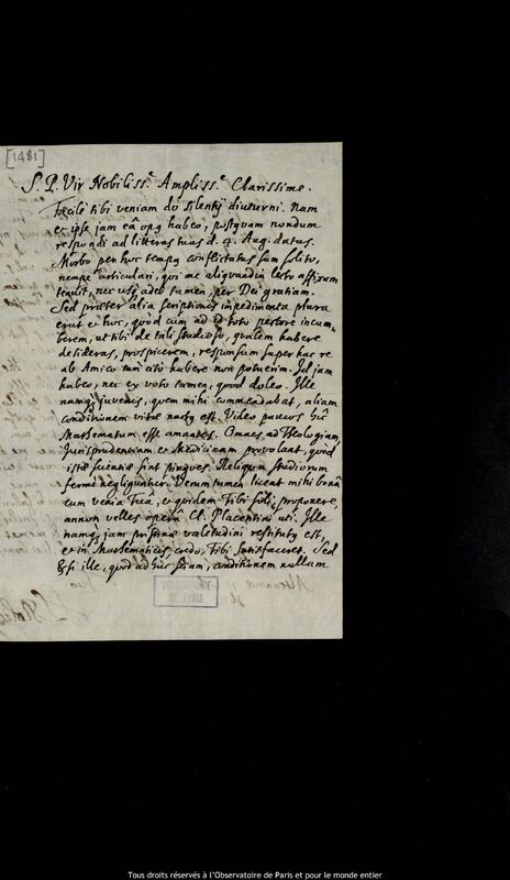 Lettre de Stanislaw Lubieniecki à Jan Heweliusz, Altona (Hambourg), 12 octobre 1671