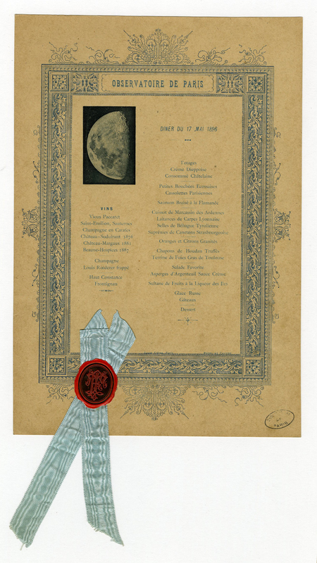 Menu des banquets du Comité international de la Carte du Ciel