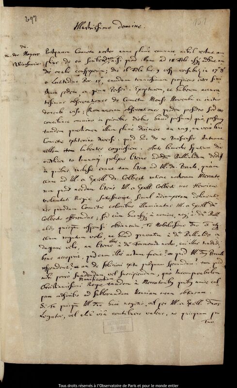 Lettre de Jan Heweliusz à Pierre Des Noyers, Gdansk, 20 mars 1681