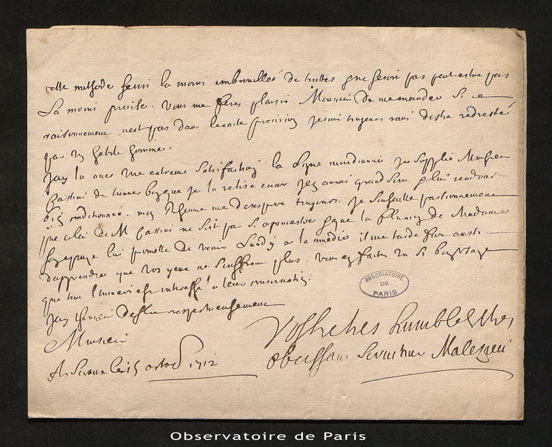 Lettre de Malezieu, Sceaux le 15 octobre 1712