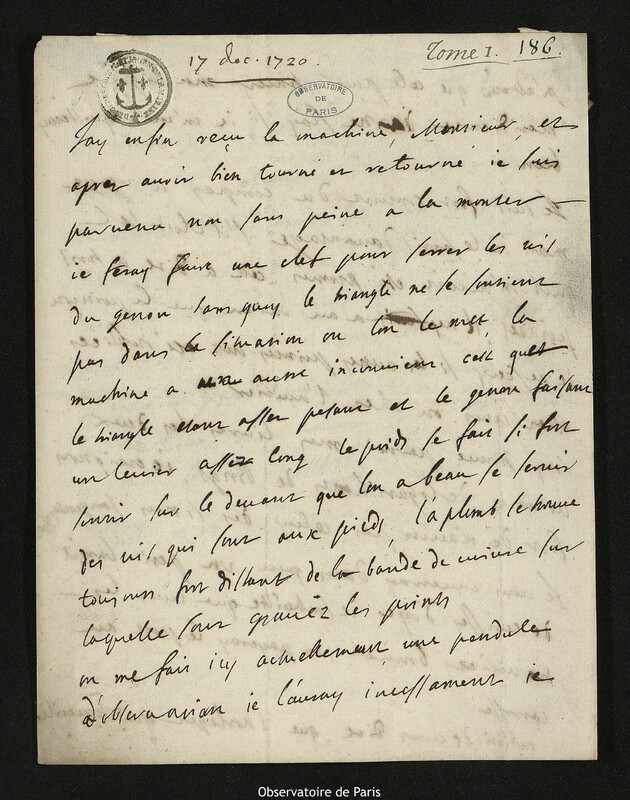 Lettre de Joseph de Navarre à Joseph-Nicolas Delisle, Bordeaux, 17 décembre 1720