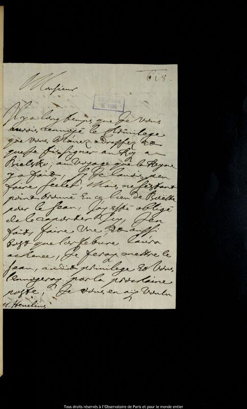 Lettre de Pierre Des Noyers à Jan Heweliusz, 1er janvier - 30 septembre 1661