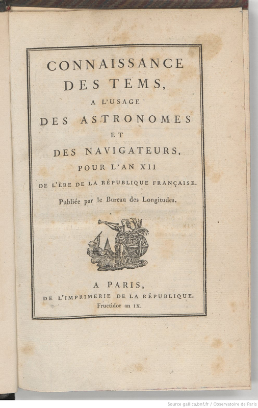 (1804-1978) Connaissance des temps ou des mouvements célestes à l'usage des astronomes et des navigateurs