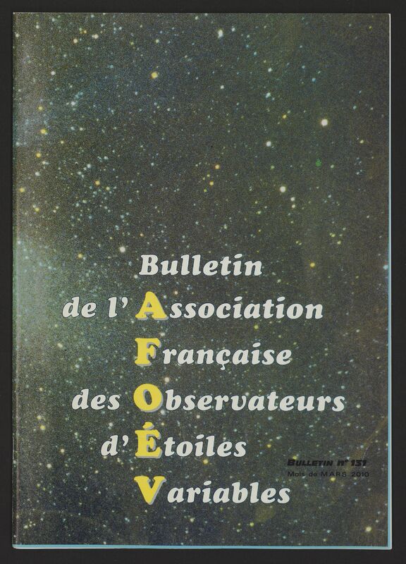 (2010) Bulletin de l'Association Française d'Observateurs d'Étoiles Variables