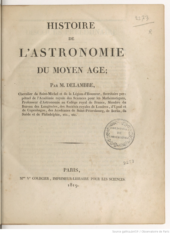 Histoire de l'astronomie du Moyen Age