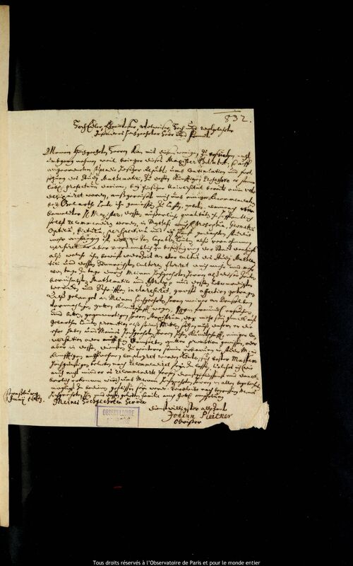 Lettre de Johann Pleitner à Jan Heweliusz, Strasbourg, 3 juin 1663