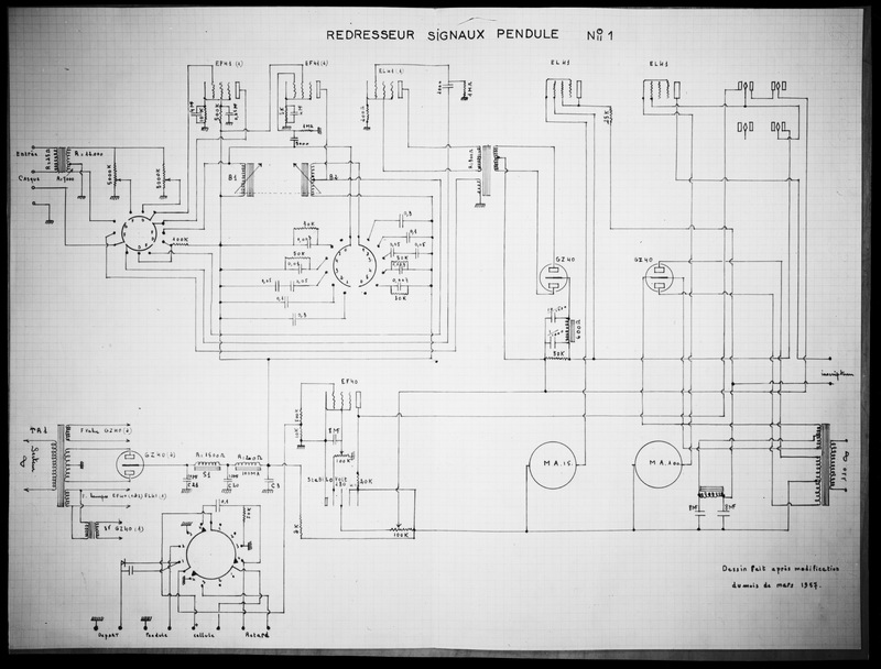 Redresseur signaux pendule n°1 dessin Cambornac - Bureau International de l'Heure - Observatoire de Paris (titre forgé)