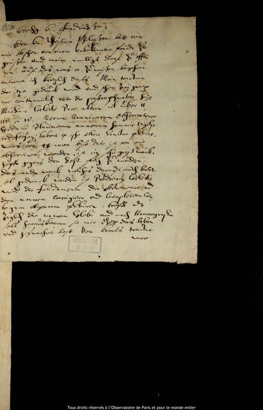 Lettre de Jan Heweliusz à Friedrichsen, Gdansk, 1678