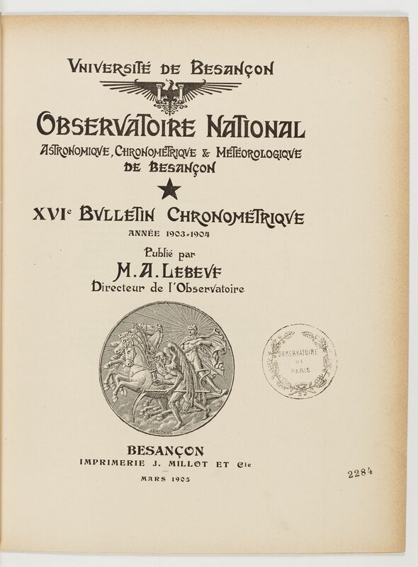 (1905) Observatoire national astronomique, chronométrique et météorologique de Besançon