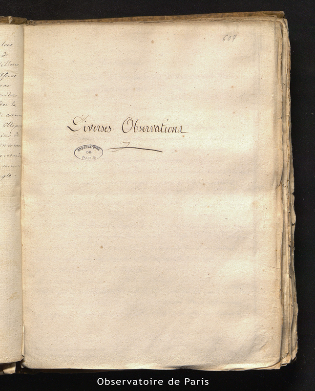 Observations pour déterminer la conjonction de Jupiter et de Vénus du 11 janvier 1702