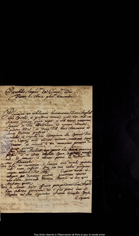 Lettre d'Adam Adamandus Kochanski à Jan Heweliusz, Wroclaw, 16 juillet 1678