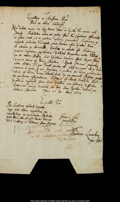 Lettre de Theodor Löwenstein à Jan Heweliusz, Osijek, 26 juin 1650