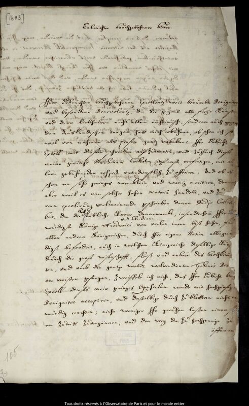 Lettre de Jan Heweliusz à Peder Schumacher Griffenfeld, Gdansk, 5 septembre 1673