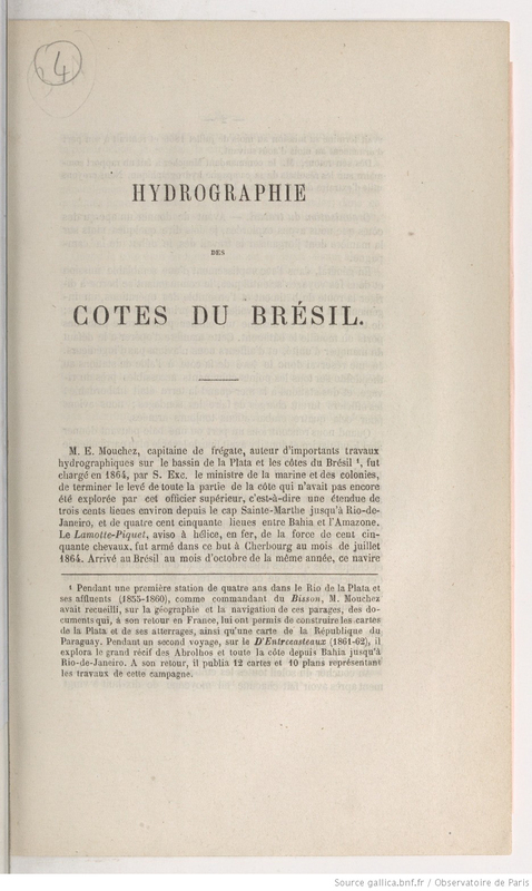 Hydrographie des côtes du Brésil