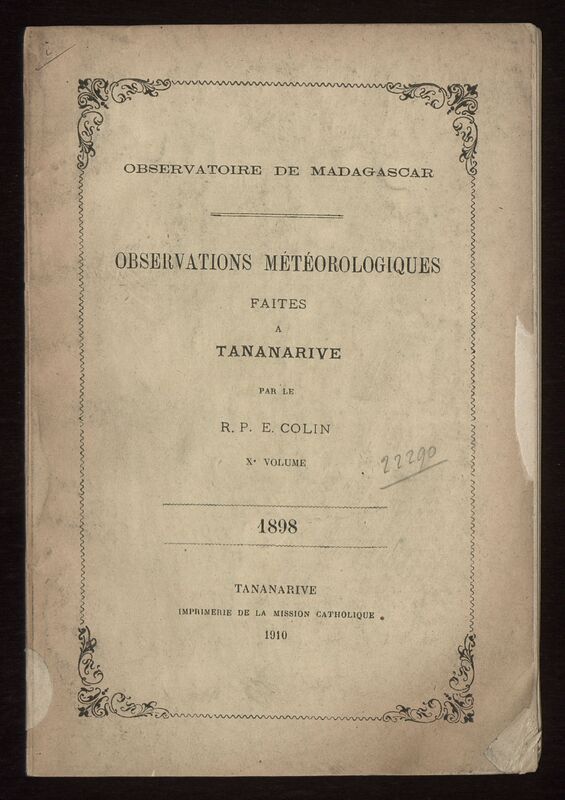 (1910_10) Observations météorologiques faites à Tananarive