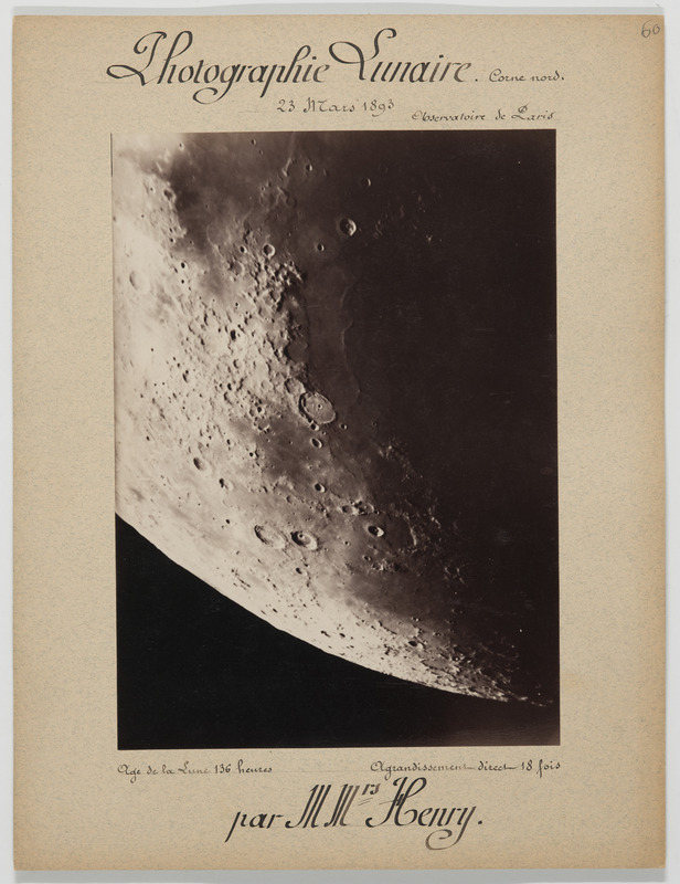 Photographie lunaire, par MM. Henry. Corne Nord, 23 mars 1893, âge de la lune 136 heures, agrandissement direct 18 fois (titre original)